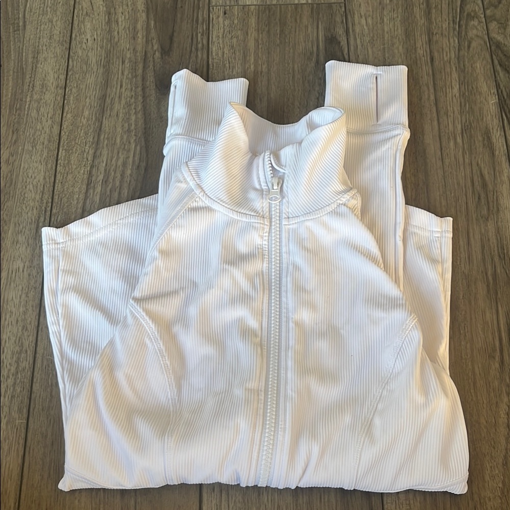 White Zip-Up Athletic Jacket